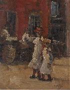Georges Lemmen Girls strolling on the street France oil painting artist
